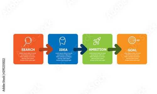 Four steps infogrpahic layout with icons. Can be used for your presentation, startup, template - Vector photo