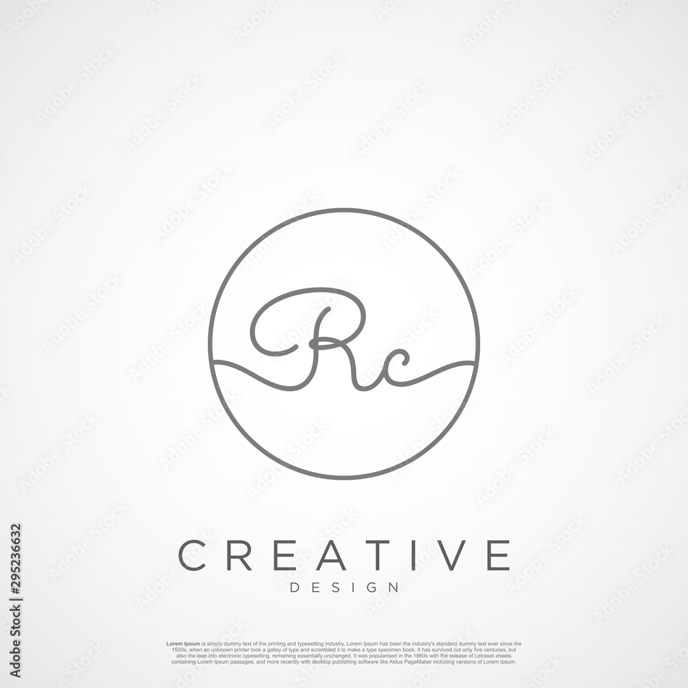 Elegant Initial Letter RC Logo With Circle. Initial letter handwriting and signature logo.
