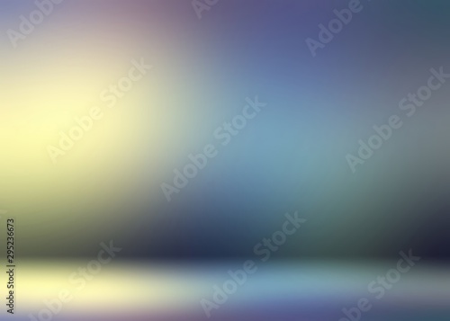 Blue green lilac hologram gleaming wall and floor 3d background. Iridescent gemstone abstract texture. Amazing room illustration. Spotlight pattern.