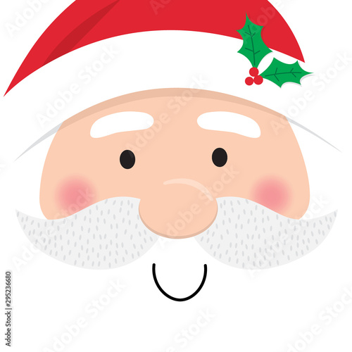 Santa Claus face, cute Christmas character vector stock illustration