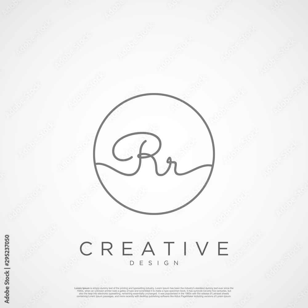 Elegant Initial Letter RR Logo With Circle. Initial letter handwriting and signature logo. Elegant Initial Letter RR Logo With Circle. Initial letter handwriting and signature logo.