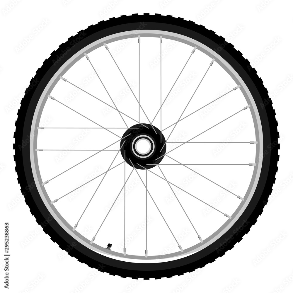 Naklejka premium Mountain bike wheel and tyre side view isolated vector illustration