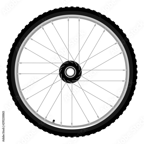 Mountain bike wheel and tyre side view isolated vector illustration