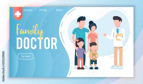 Family doctor landing page. Healthcare medical service web site design. Parents And Kids