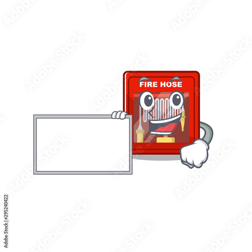 With board fire hose cabinet on the mascot
