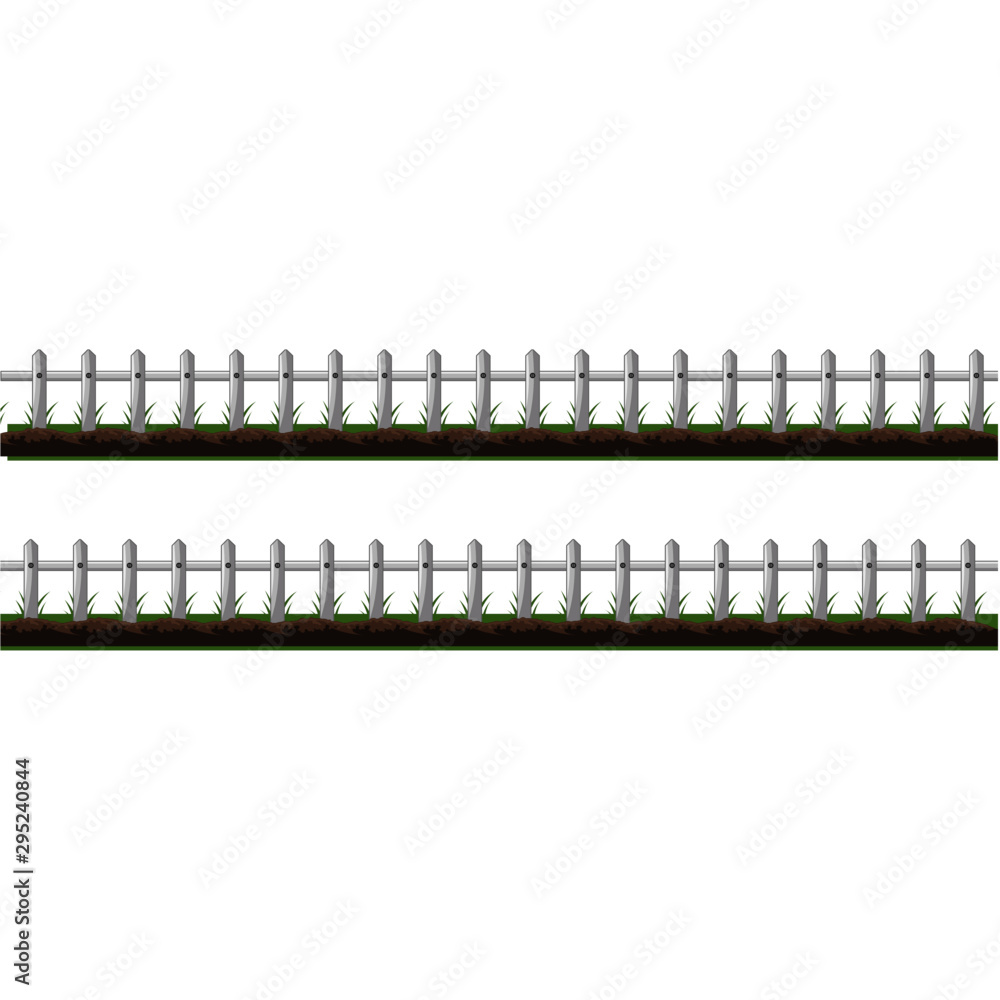 White Wooden Fence - Cartoon Vector Image White Wooden Fence - Cartoon Vector Image