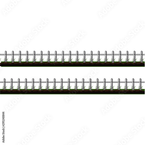 White Wooden Fence - Cartoon Vector Image