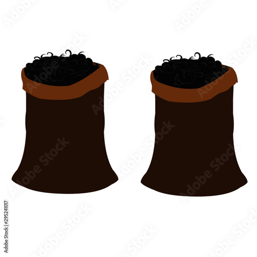 Black Wool in Bags - Cartoon Vector Image
