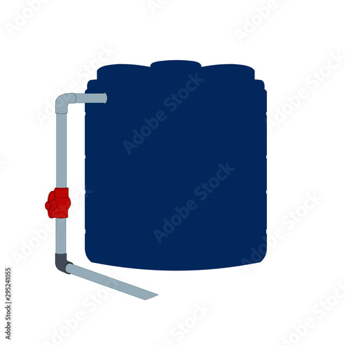 Blue Overhead Water Tank - Cartoon Vector Image