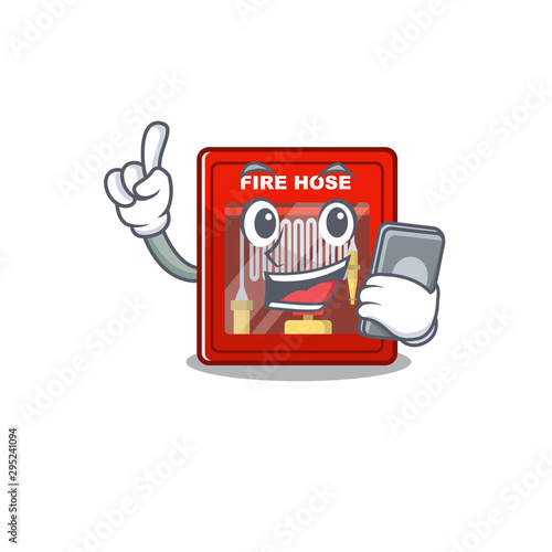 With phone fire hose cabinet on the mascot