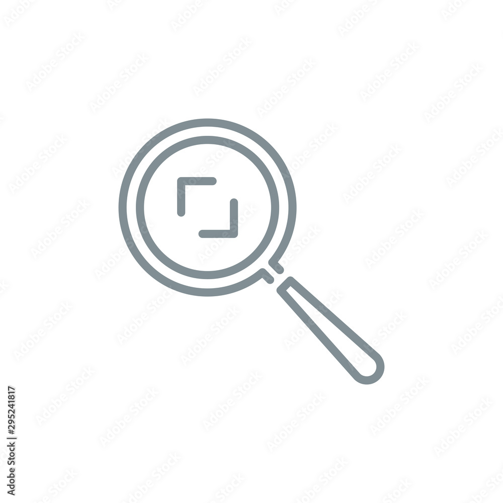zoom scale with magnifier glass outline flat icon. Single quality outline logo search symbol for web design mobile app. Thin line design logo sign. Loupe zooming lens icon isolated on white background zoom scale with magnifier glass outline flat icon. Single quality outline logo search symbol for web design mobile app. Thin line design logo sign. Loupe zooming lens icon isolated on white background