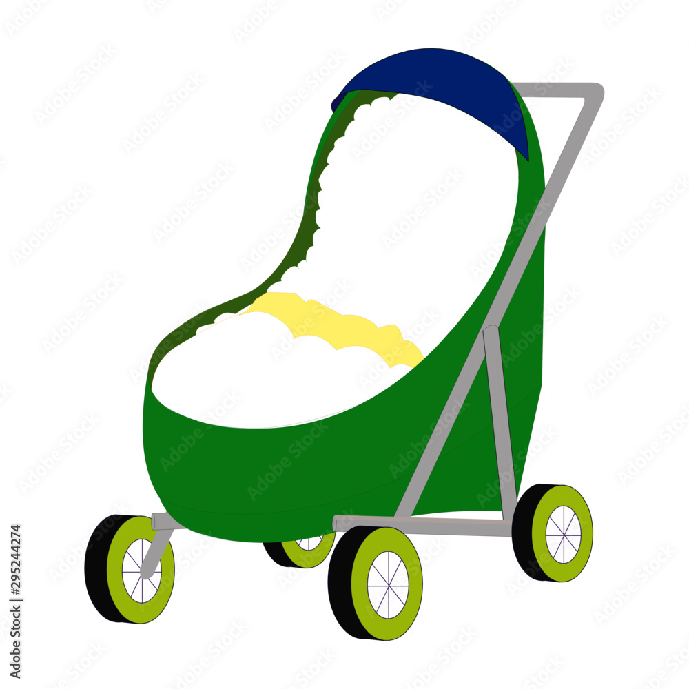 Baby Trolley - Green - Cartoon Vector Image Stock Vector | Adobe Stock