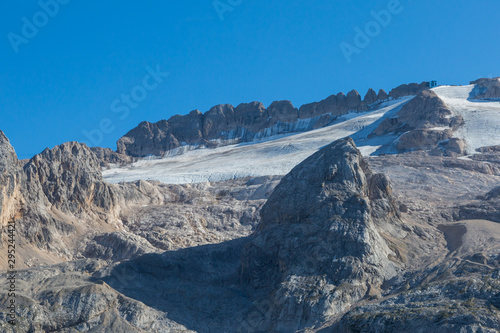 UNESCO world heritage Marmolada mountain glacier in summer photo