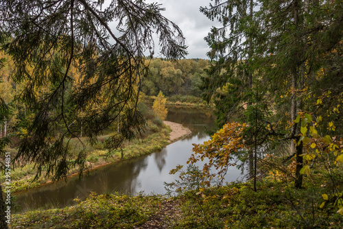 Peaceful River in Autumn in Latvia