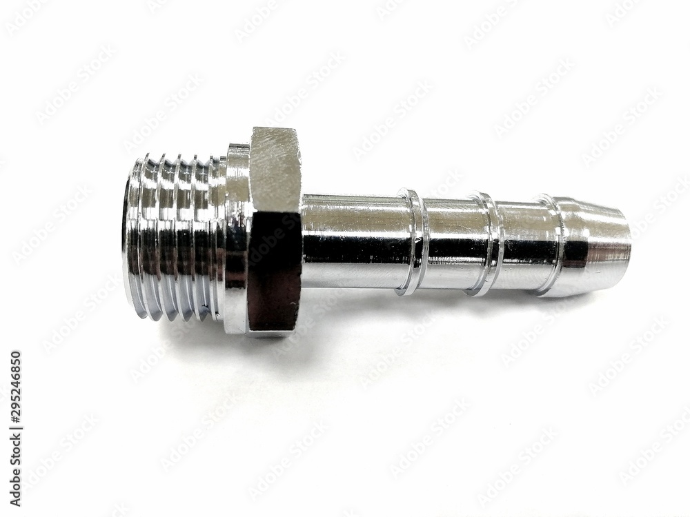 The fitting is metal nickel. View from above. The fitting is metal nickel. View from above.