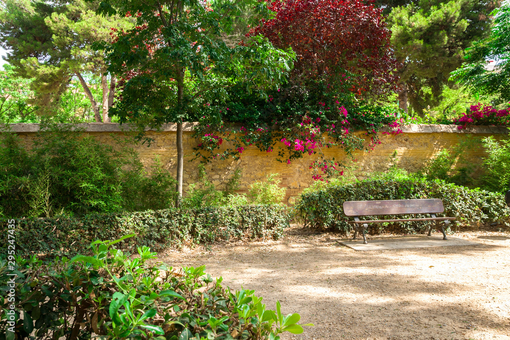 Valencia, Spain-07/15/2019:Ayora Garden, Jardin de Ayora. A private garden from the 19th century. Built by an aristocratic Valencian family.