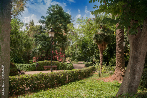 Valencia, Spain-07/15/2019:Ayora Garden, Jardin de Ayora. A private garden from the 19th century. Built by an aristocratic Valencian family. photo