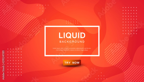 Orange liquid color background. Dynamic textured geometric element design with dots decoration. Modern gradient light vector illustration.