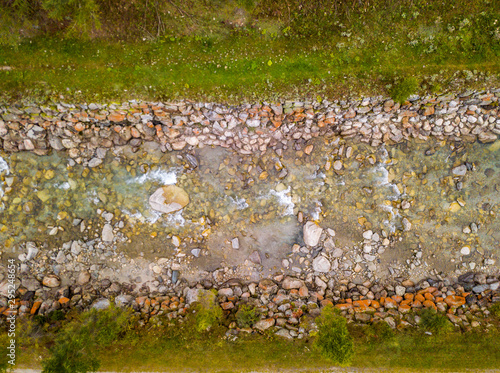 Vászonkép Aerial view of riverbed in Switzerland