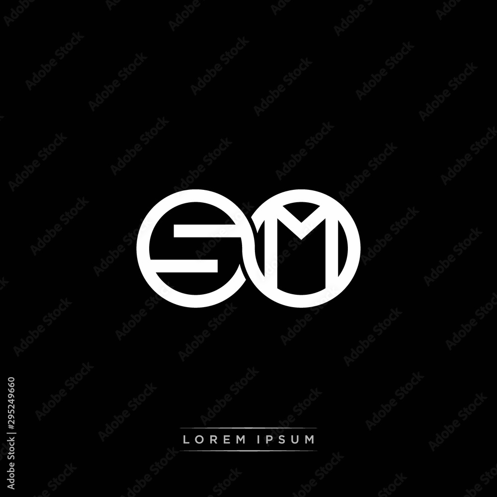 SM initial letter linked circle capital monogram logo modern template silver color version SM initial letter linked circle capital monogram logo modern template silver color version