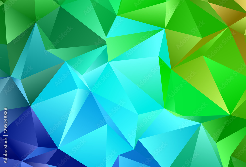 Naklejka Jasnoniebieskie, zielone tło z trójkątów.