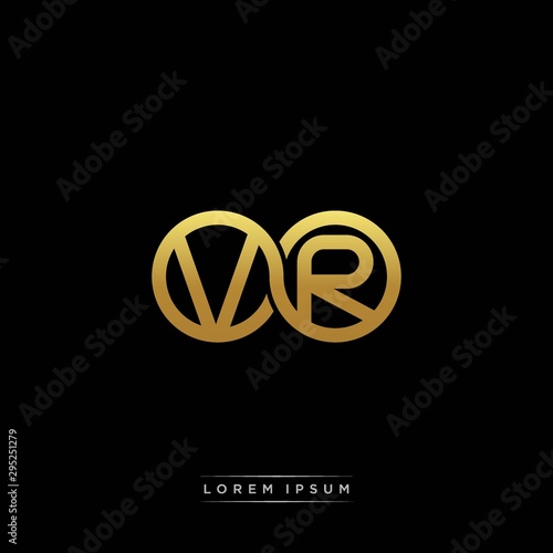 VR initial letter linked circle capital monogram logo modern template silver color version