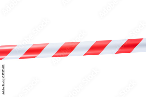 red and white warning tape isolated on white background