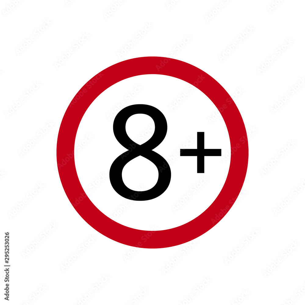 Age restriction symbol. Eight plus. Abstract concept, icon. Vector illustration on white background. Age restriction symbol. Eight plus. Abstract concept, icon. Vector illustration on white background.