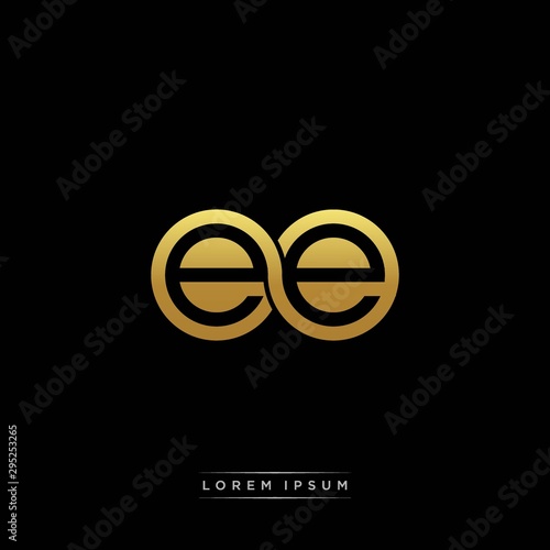 EE initial letter linked circle capital monogram logo modern template silver color version