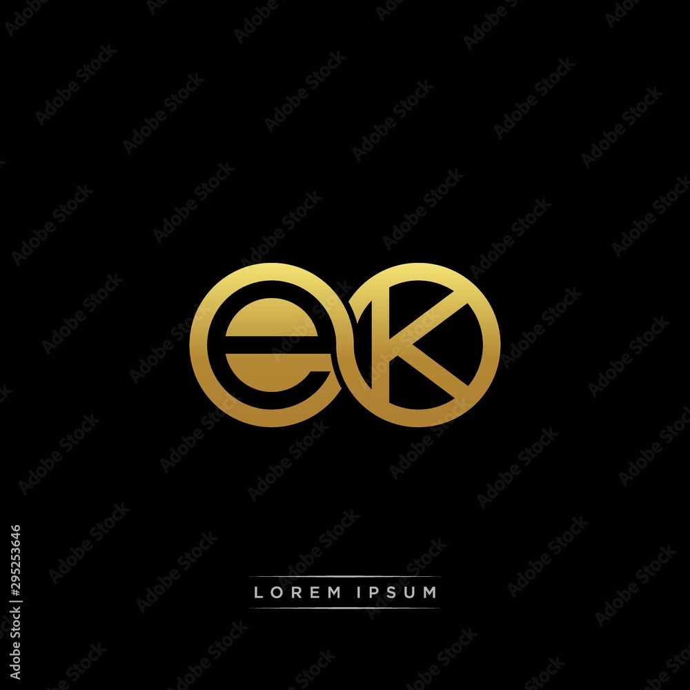 EK initial letter linked circle capital monogram logo modern template silver color version EK initial letter linked circle capital monogram logo modern template silver color version