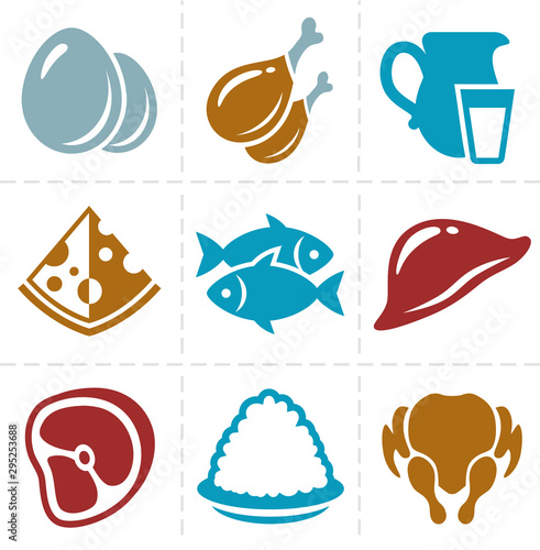 animal foods icon set