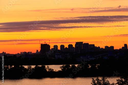 Sunset over the Dnieper river in Kiev  Ukraine