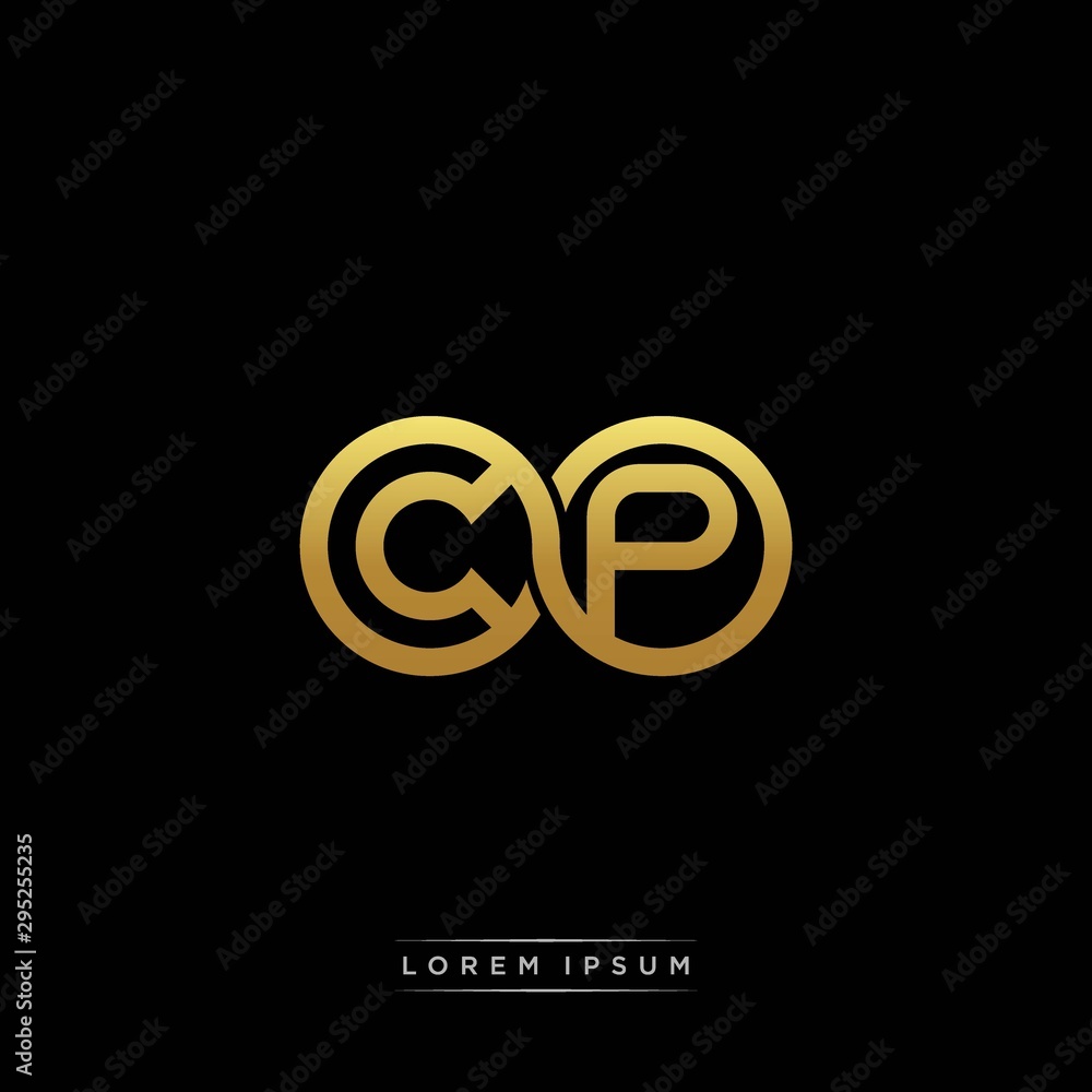 CP initial letter linked circle capital monogram logo modern template silver color version