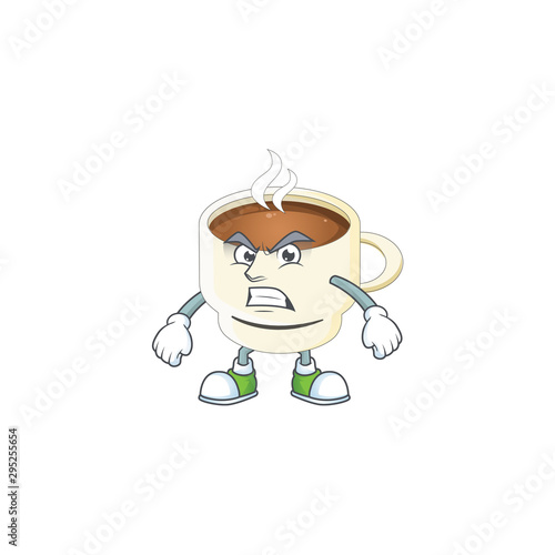 Scream character cup coffee in cartoon mascot.