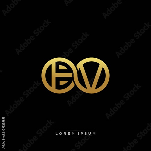 BV initial letter linked circle capital monogram logo modern template silver color version