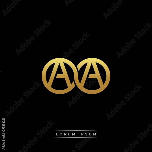 AA initial letter linked circle capital monogram logo modern template silver color version