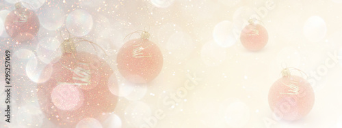 Pretty panoramic Pink Christmas and New Year Holiday background. Perfect for social media influencers and bloggers.