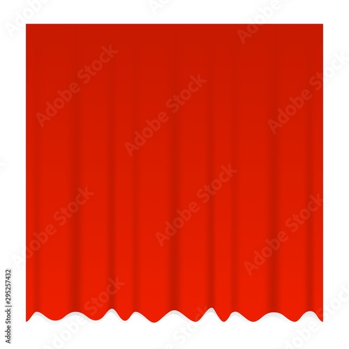 Red vector realistic close curtain for theater or room isolated on white background.