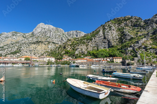 Kotor harbour in Kotor Bay in Montenegro