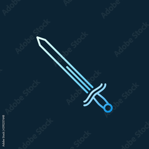 Sword vector concept colorful linear icon or sign on dark background