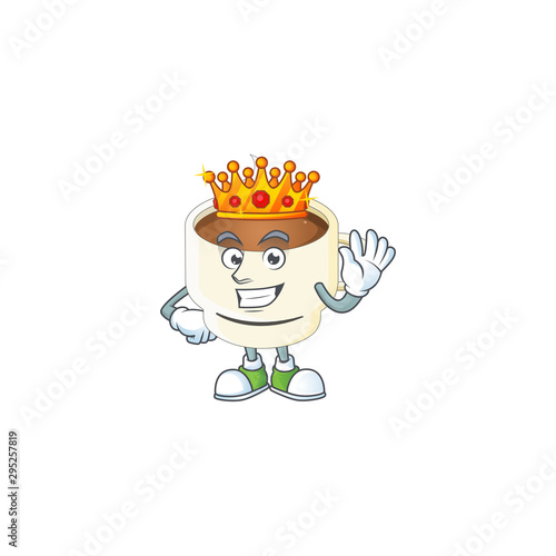 King cup coffee cartoon on white background.
