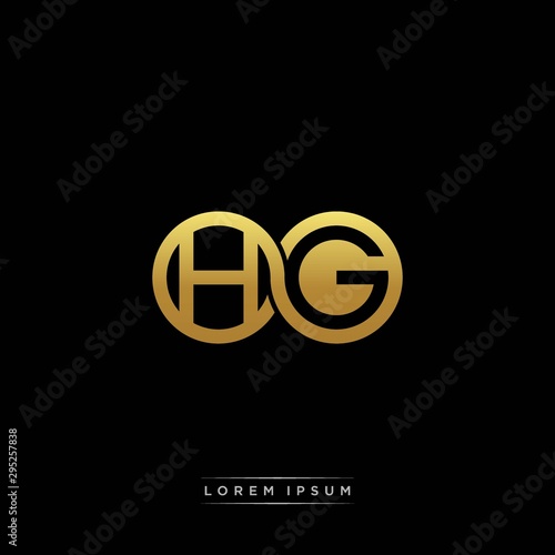 HG initial letter linked circle capital monogram logo modern template silver color version