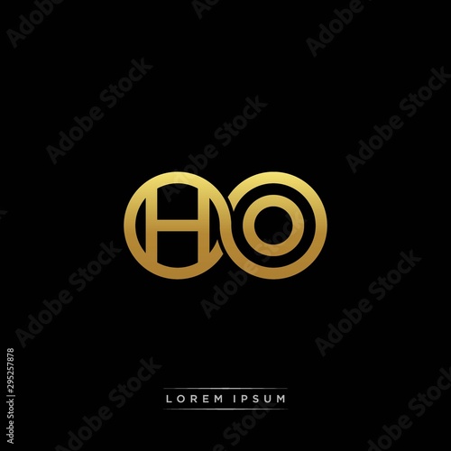 HO initial letter linked circle capital monogram logo modern template silver color version