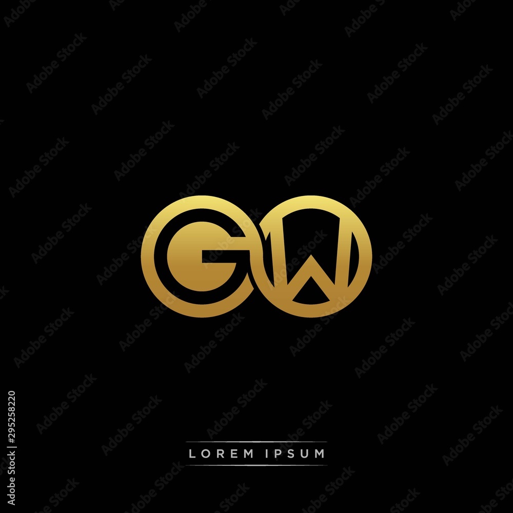GW initial letter linked circle capital monogram logo modern template silver color version