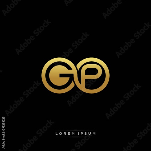 GP initial letter linked circle capital monogram logo modern template silver color version