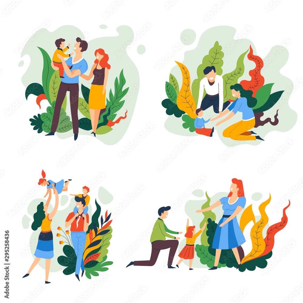 Fototapeta premium Parenting goals and happy family spending quality time together outdoors