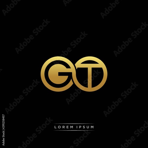 GT initial letter linked circle capital monogram logo modern template silver color version