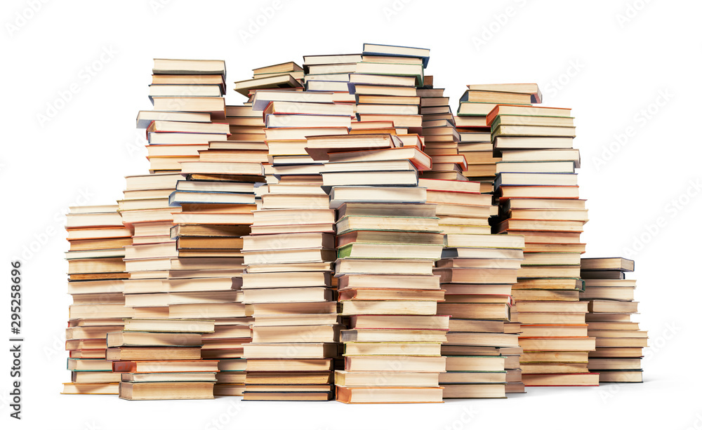 Many old books isolated on white background. File contains a path to isolation. Many old books isolated on white background. File contains a path to isolation.