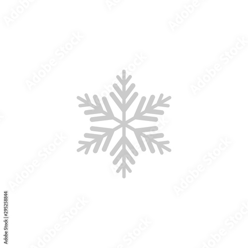 grey flat snowflake icon isolated on white. New Year pictogram. Vector illustration. Christmas clip art. Web button.