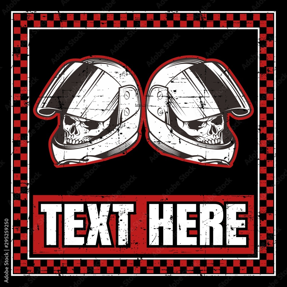 Naklejka premium double skull helmet hand drawing vector